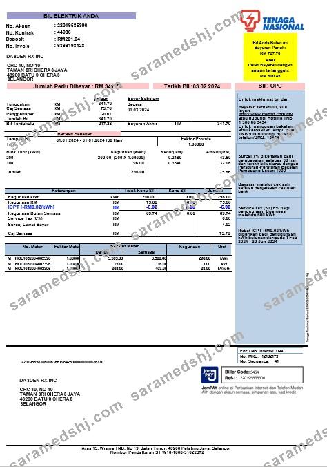 INDIA TENAGA NASIONAL business utility bill Word and PDF template